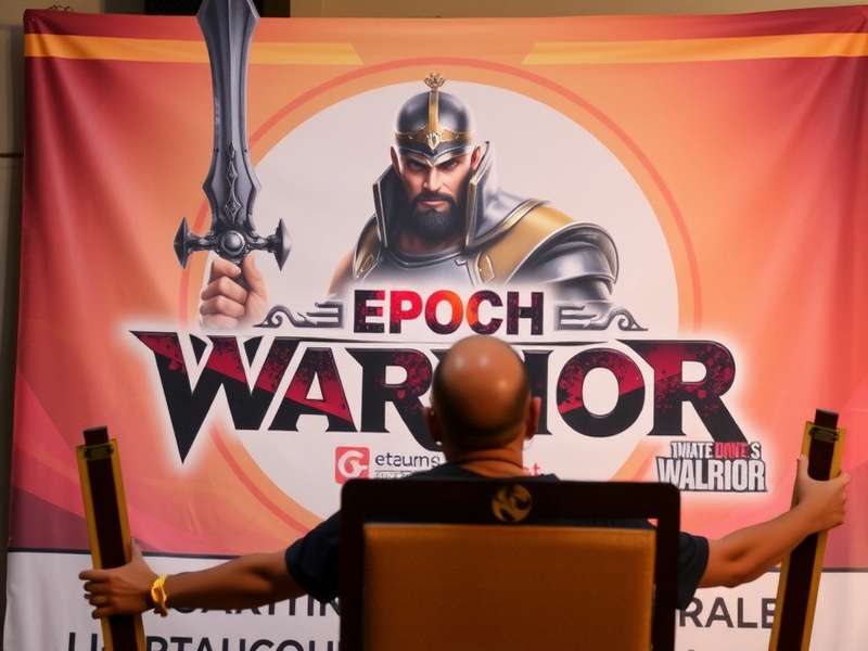 Epoch Warrior Game Banner Showcasing Hero Character